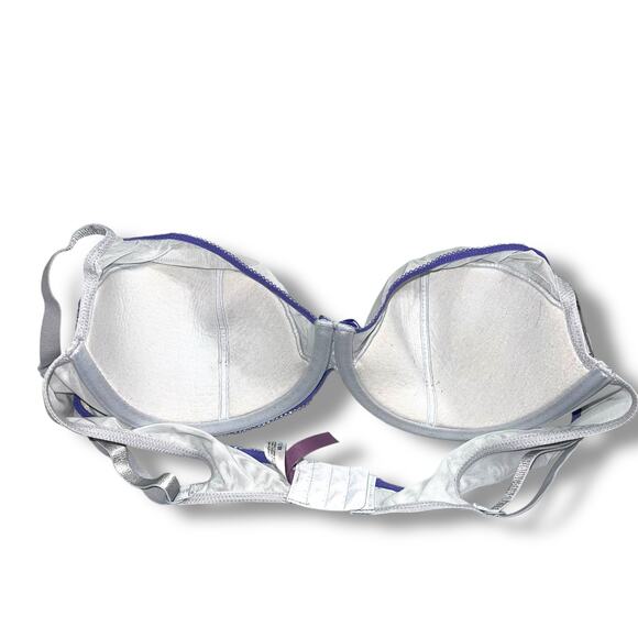 Adore Me Womens Balconette Bra Embroidered Floral Print Blue Lightly Lined 38DD - Picture 6 of 10